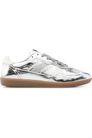 ALOHAS Sko, Dame, Grå, 38 EU, Metallic Finish Sneakers med Perforeret Detalje