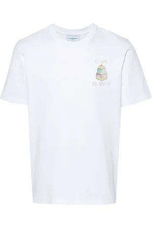 Casablanca Top, Herre, Hvid, XL, Bomuld, Hvid Multifarvet Bomuldsjersey T-shirt