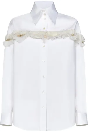 Alexander McQueen Bluser & Skjorter, Dame, Hvid, S, Chiffon, Hvid skjorte med chiffon detaljer