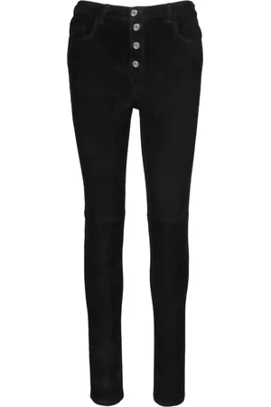 IRO Jeans, Dame, Sort, M, Slim Ruskindsbukser med Synlig Lukning