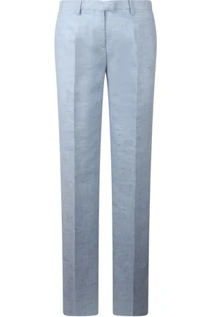 Etro Bukser, Dame, Blå, XS, Linned, Slub Check Linnedblandede Bukser