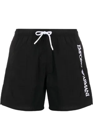 Emporio Armani Badetøj, Herre, Sort, S, Uld, Sort havetøj med logo broderi