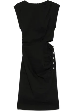 Pinko Kjole, Dame, Sort, 2XS, Sort Ærmeløs Kjole med Cut-Out Detaljer