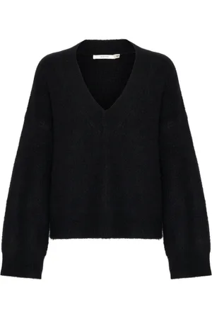 Gestuz Strik, Dame, Sort, M, Uld, Blød V-Neck Strik Trøje Sort