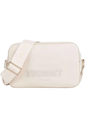Twin-Set Taske, Dame, Hvid, ONE SIZE, Uld, Hvid skuldertaske med justerbar rem