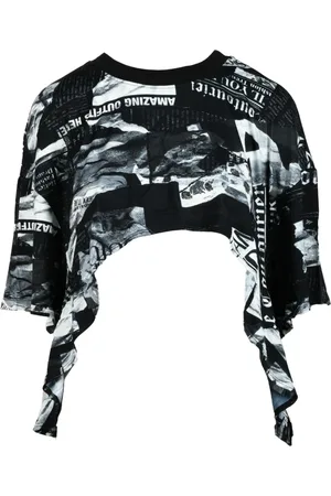 VERSACE Top, Dame, Flerfarvet, M, Elegant T-shirt med Viskose og Elastan