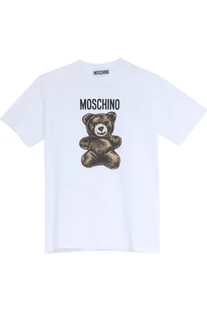 Moschino Top, Herre, Hvid, XL, Bomuld, Adrian Bear Grafisk Bomuld T-shirt