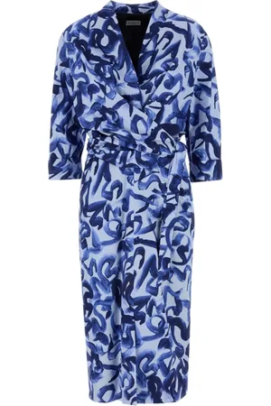 DRIES VAN NOTEN Kjole, Dame, Blå, S, Bomuld, Darminas Hvid Wrap Kjole