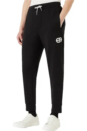 Emporio Armani Bukser, Herre, Sort, XL, Bomuld, Bomuldssweatpants med elastisk talje