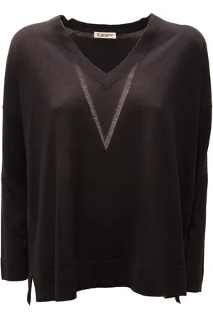 KANGRA CASHMERE Strik, Dame, Sort, S, Cashmere, Silke Cashmere V-Hals Sweater