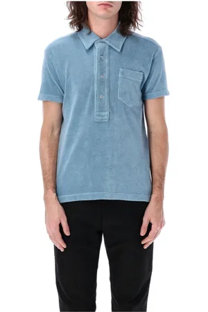 Tom Ford Top, Herre, Blå, XL, Bomuld, Luksuriøs Polo Shirt i Frotté