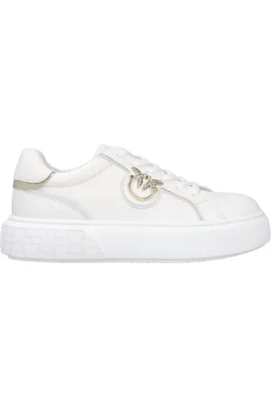 Pinko Sko, Dame, Hvid, 39 EU, Læder, Læder Sneakers med Side Logo