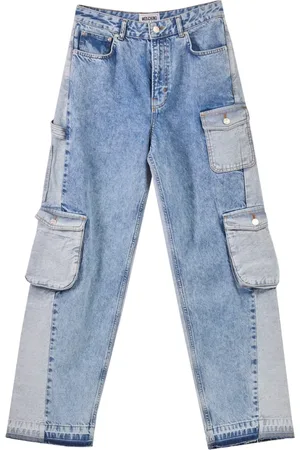 Moschino Jeans, Dame, Blå, W30, Denim, Cargo Denim Jeans Wide Leg