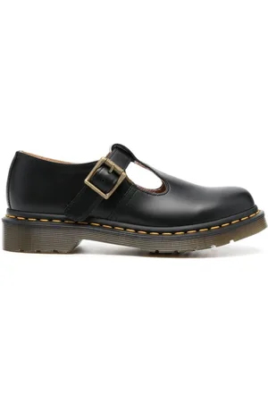 Dr. Martens Sko, Dame, Sort, 39 EU, Læder, Sort Læder T-Bar Flade Sko