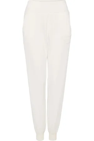 Emporio Armani Bukser, Dame, Hvid, M, Bomuld, Bomuldssweatpants med elastisk talje