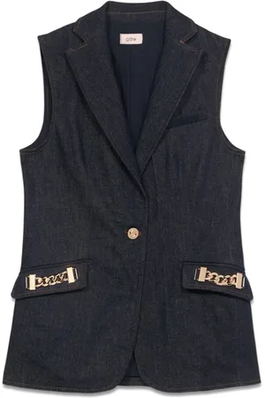 Oltre Jakke, Dame, Blå, L, Denim, Denimvest med metal kæder