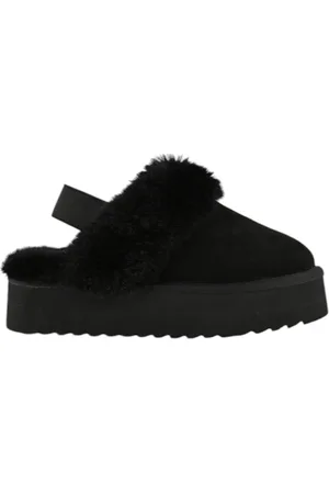 Colors of California Sko, Dame, Sort, 40 EU, Suede, Suede Sabot Sandaler med Falsk Pels
