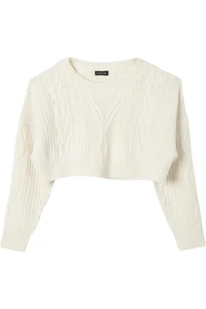 MONNALISA Strik, unisex, , 128 CM, Creme Cable Strik Sweater