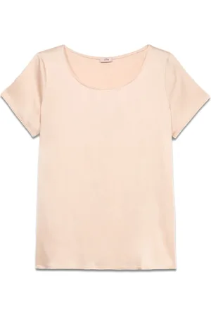 Oltre Top, Dame, Lyserød, 4XL, Satin, T-shirt lavet af viskose-satinstofblanding