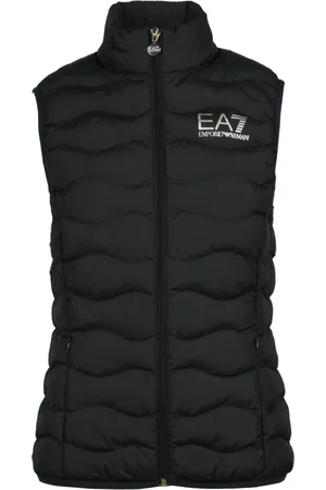 EA7 Jakke, Dame, Sort, S, Uld, Polstret Vest Ærmeløs Lynlås Jakke
