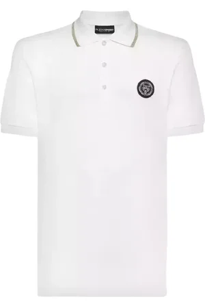 Philipp Plein Top, Herre, Hvid, L, Hvid Polo Shirt SS Tiger