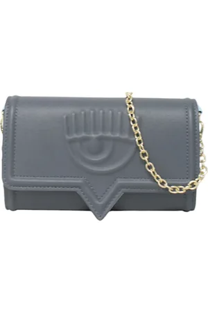 Chiara Ferragni Taske, Dame, Grå, ONE SIZE, Læder, Eco-læder Crossbody Taske med Logo