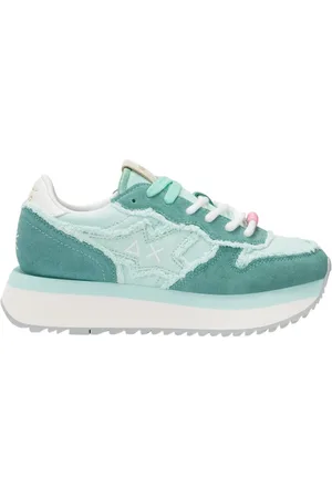 sun68 Sko, Dame, Grøn, 40 EU, Læder, Big Stargirl Canvas Sneakers