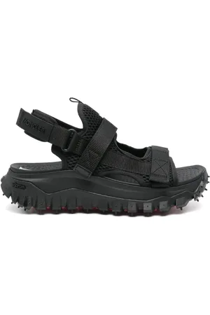 Moncler Sko, Dame, Sort, 38 EU, Læder, Sorte Lædersandaler til Kvinder