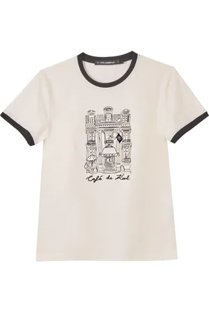 Karl Lagerfeld Top, Dame, Hvid, M, Bomuld, tilpasset t-shirt