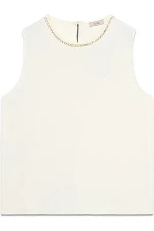 Oltre Top, Dame, Hvid, S, Flowing top med dekorative applikationer