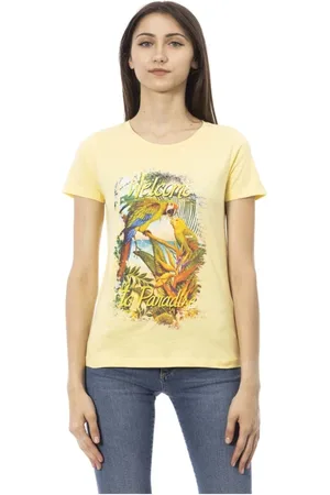 Trussardi Top, Dame, Gul, XS, Casual rund hals T-shirt med frontprint