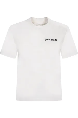 Palm Angels Top, Dame, Hvid, S, Bomuld, Elegant Hvid T-Shirt med Logo