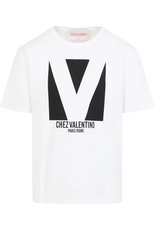 VALENTINO Top, Herre, Hvid, XL, Bomuld, Hvid T-shirt med sort logo