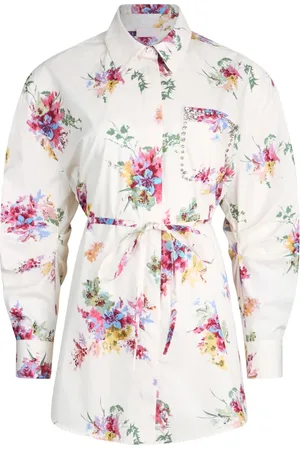 Liu Jo Bluser & Skjorter, Dame, Flerfarvet, S, Bomuld, Blomstret hvid skjorte