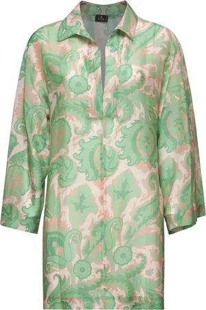 Etro Bluser & Skjorter, Dame, Flerfarvet, M, Bomuld, Paisley Print V-Neck Skjorte