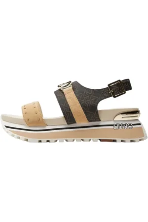 Liu Jo Sko, Dame, Flerfarvet, 37 EU, Læder, Eco-læder sandaler med hævet sål