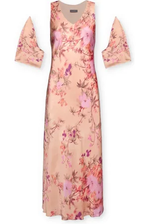Elena Miro Kjole, Dame, Flerfarvet, M, Satin, Satinkjole med blomstermønster