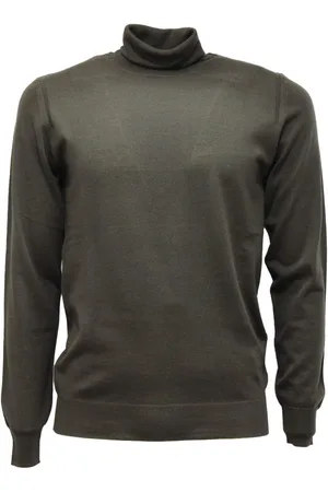 Paolo Pecora Strik, Herre, Grøn, S, Uld, Uld Turtleneck Sweater Militær Grøn