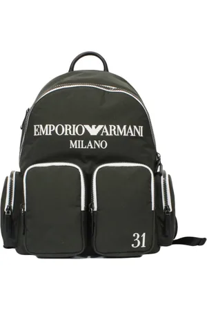 Emporio Armani Taske, Herre, Grøn, ONE SIZE, Uld, Tekstil rygsæk med frontlogo