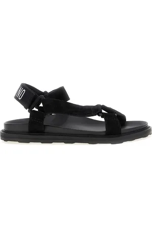 Moschino Sko, Herre, Sort, 46 EU, Læder, Sort Logo Sandal