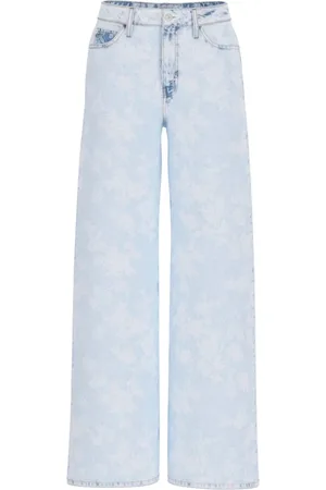 Guess Jeans, Dame, Blå, W27, Denim, Blomster Wide Bellflower Jeans til kvinder