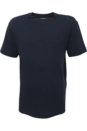 Emporio Armani Top, Herre, Blå, 2XL, Bomuld, Bomuld T-shirt med Frontlogo