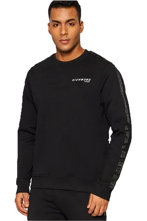 John Richmond Sweathshirts & Hoodies, Herre, Sort, S, Bomuld, Bomuld Crewneck Logo Sweatshirt Hættetrøje