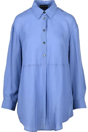 Emporio Armani Bluser & Skjorter, Dame, Blå, S, Chiffon, Chiffon Puff Sleeve Bluse