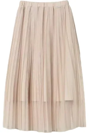 Twin-Set Nederdel, Dame, Gul, L, Polyester, Lang Polyester Nederdel med Frontlogo
