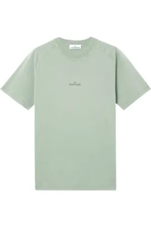 Stone Island Top, Herre, Grøn, M, Bomuld, Reflekterende Logo Bomuld T-shirt