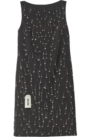 Moschino Kjole, Dame, Sort, XS, Bomuld, Sort Ærmeløs Kjole med Pins