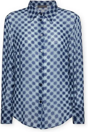 Elena Miro Bluser & Skjorter, Dame, Blå, XL, Skjortebluse Monogram