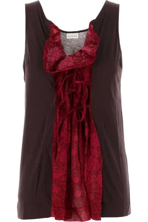 DRIES VAN NOTEN Top, Dame, Brun, S, Uld, Stilfuld W.k.top til kvinder