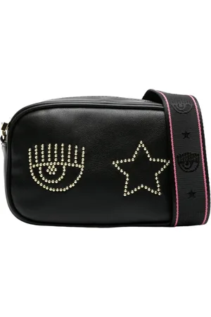 Chiara Ferragni Taske, Dame, Sort, ONE SIZE, Uld, Eco-læder Skuldertaske med Frontlogo